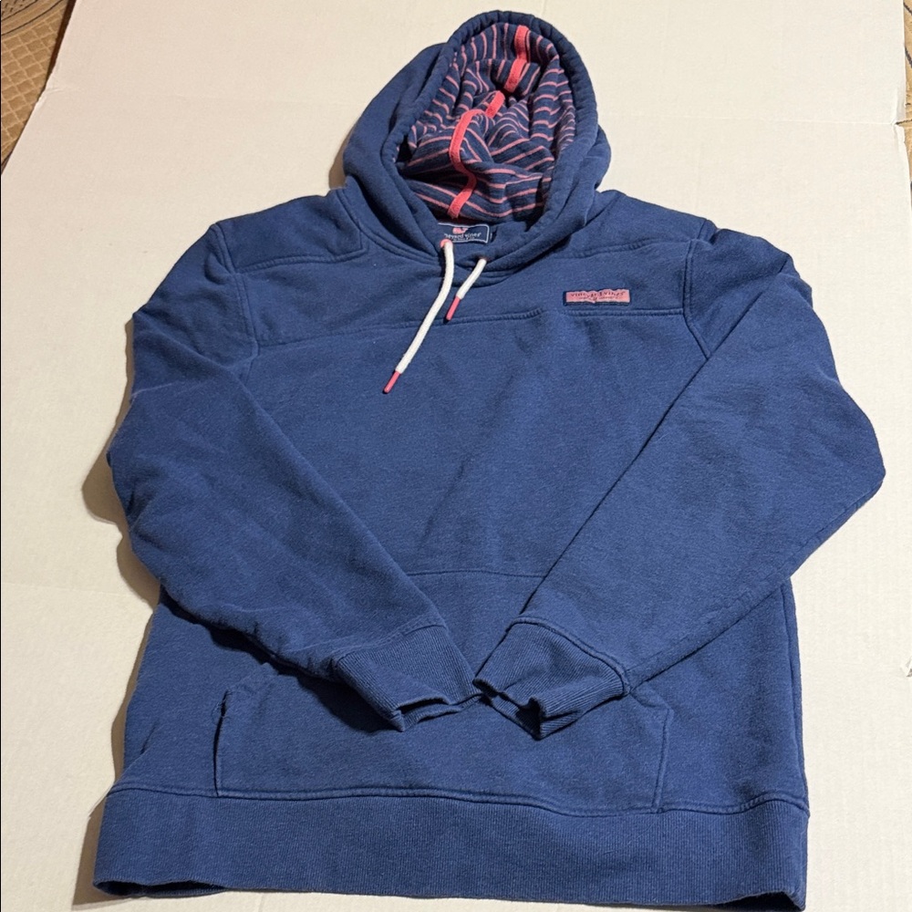 Vineyard Vines Blue Hoodie with Pink Accents